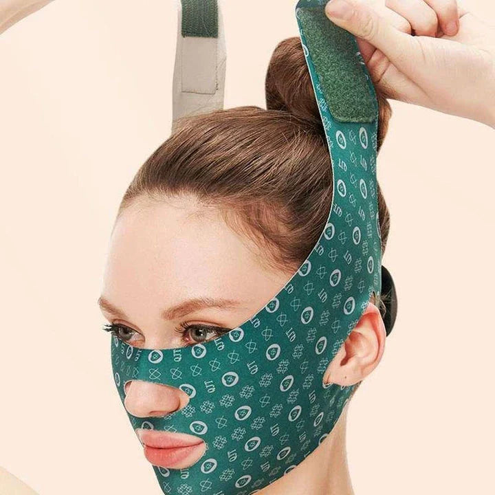 Adjustable face lifting and contouring sleep mask to reduce double chin and enhance facial definition
