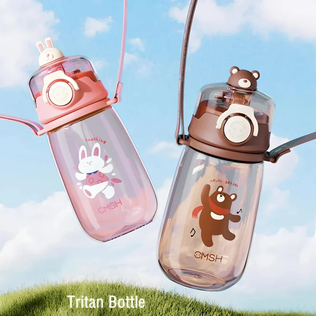 Eco-Friendly 520ml Kids Water Bottle with Vibrant Cartoon Design, Durable Tritan Construction, and Convenient Straw & Strap