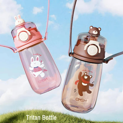 Eco-Friendly 520ml Kids Water Bottle with Vibrant Cartoon Design, Durable Tritan Construction, and Convenient Straw & Strap