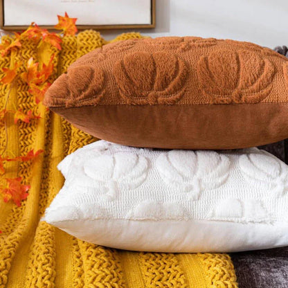 Cosy brown pumpkin-themed cushion cover for autumn home decor