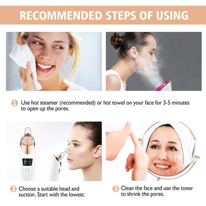 Advanced electric blackhead remover vacuum with customisable suction and interchangeable heads for deep pore cleansing and skin rejuvenation