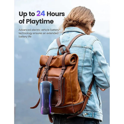 Outdoor Bluetooth Speaker with 25W Stereo Sound, Colour-Changing Lights, and Waterproof Design