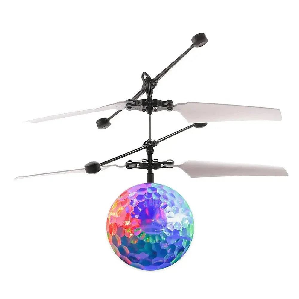 LED Magic Hover Ball in Neon colour, levitating and gliding through the air with vibrant LED lights