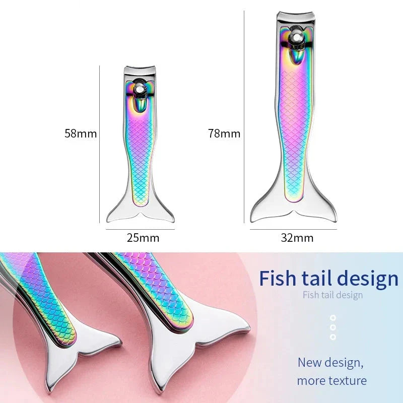 Mermaid-inspired stainless steel nail clipper with curved blades for precise and effortless nail trimming