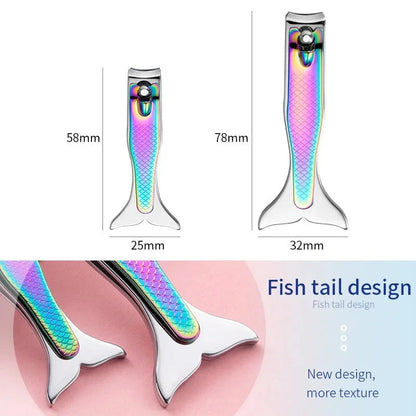 Mermaid-inspired stainless steel nail clipper with curved blades for precise and effortless nail trimming