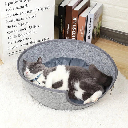 Cosy and comfortable egg-shaped pet bed with plush, supportive padding for your furry friend's relaxation