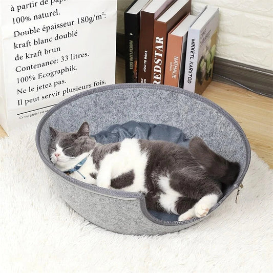 Cosy and comfortable egg-shaped pet bed with plush, supportive padding for your furry friend's relaxation