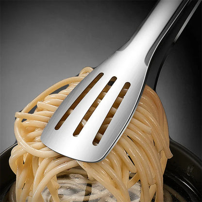 Stainless steel non-slip food tongs for cooking, serving, and handling hot dishes in the kitchen