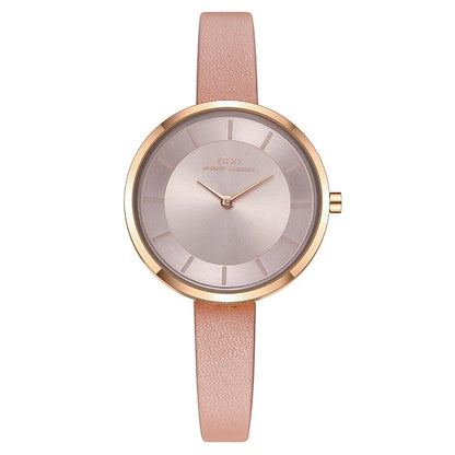 Elegant and water-resistant ladies' fashion watch with a sleek, thin design and premium leather strap
