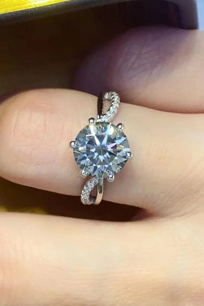 Elegant 2 carat Moissanite ring in a captivating smokey grey hue, hand-crafted in 925 sterling silver with sparkling zircon accents