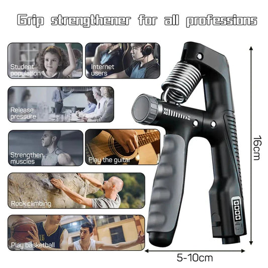 Adjustable Smart Counting Hand Grip with digital counter and rubber handles for strength training