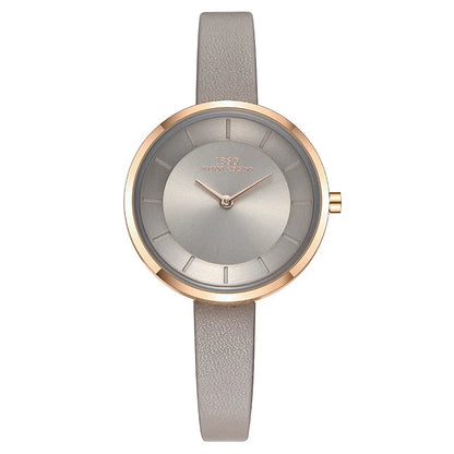 Elegant and water-resistant ladies' fashion watch with a sleek, thin design and premium leather strap