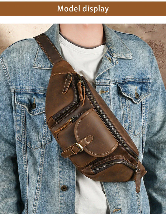 A classic leather satchel bag with a retro-inspired design, suitable for everyday use and commuting on a motorcycle.