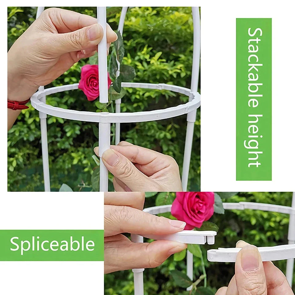Adjustable 2/3-Tier Garden Trellis in white, designed to support climbing plants and flowers in a home garden