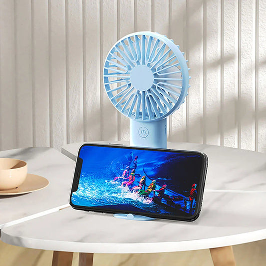 Mini Portable Handheld USB Rechargeable Fan with adjustable wind speeds and long-lasting battery for cooling comfort on the go