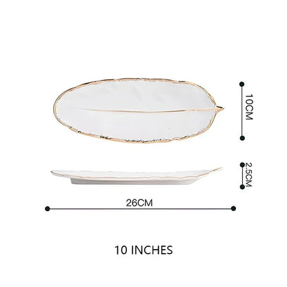 Elegant Nordic Ceramic Storage Tray in white with unique feather-inspired design and hand-painted patterns