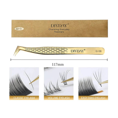Premium precision anti-slip eyelash extension tweezers made with durable stainless steel for flawless lash application