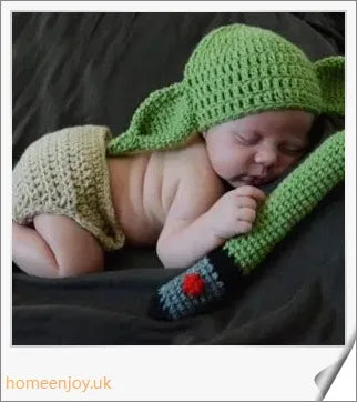 Adorable Baby Yoda Beanie Hat for Newborns - Soft, Cosy Cotton Design with Crochet Detailing