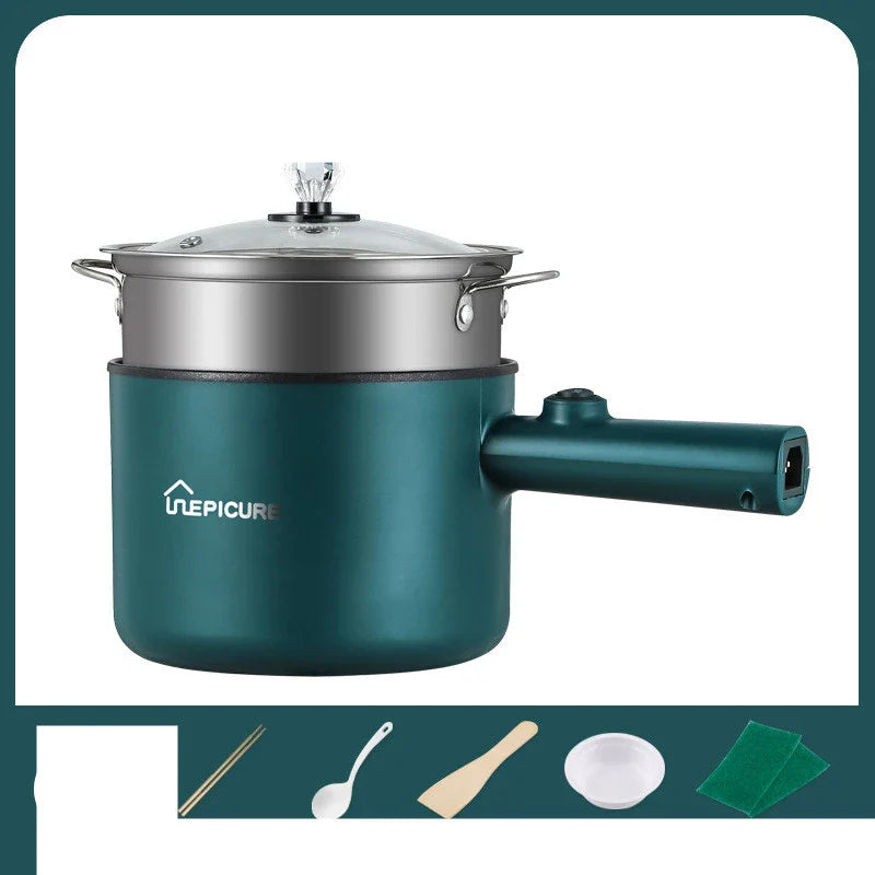 Emerald Green or Sapphire Blue Multi-Function Electric Cooker with Steaming Grid and Intuitive Controls