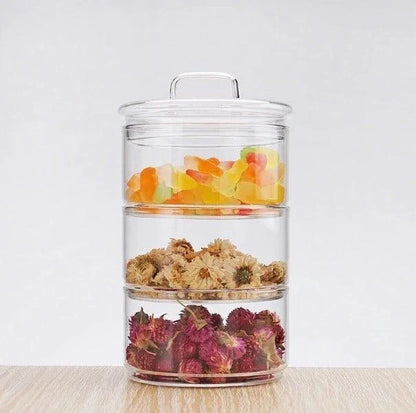 Premium 3-Layer Glass Food Storage Jars with Borosilicate Glass and Airtight Wooden Lids