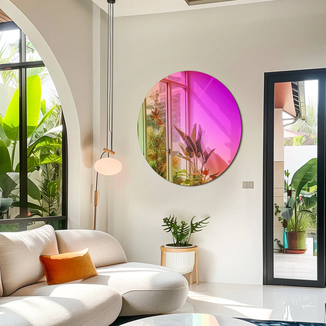 Elegant Radiant Circular Wall Mirror with vibrant rainbow hues and modern design