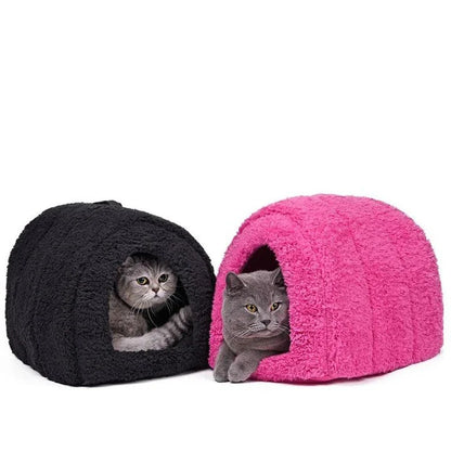 Cosy arch-shaped cotton cat bed with breathable design for comfortable pet retreat
