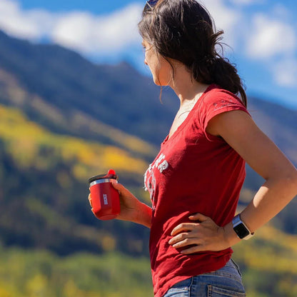 Premium insulated stainless steel travel mug in various vibrant colours, designed for keeping hot and cold drinks at the perfect temperature for on-the-go British lifestyles.