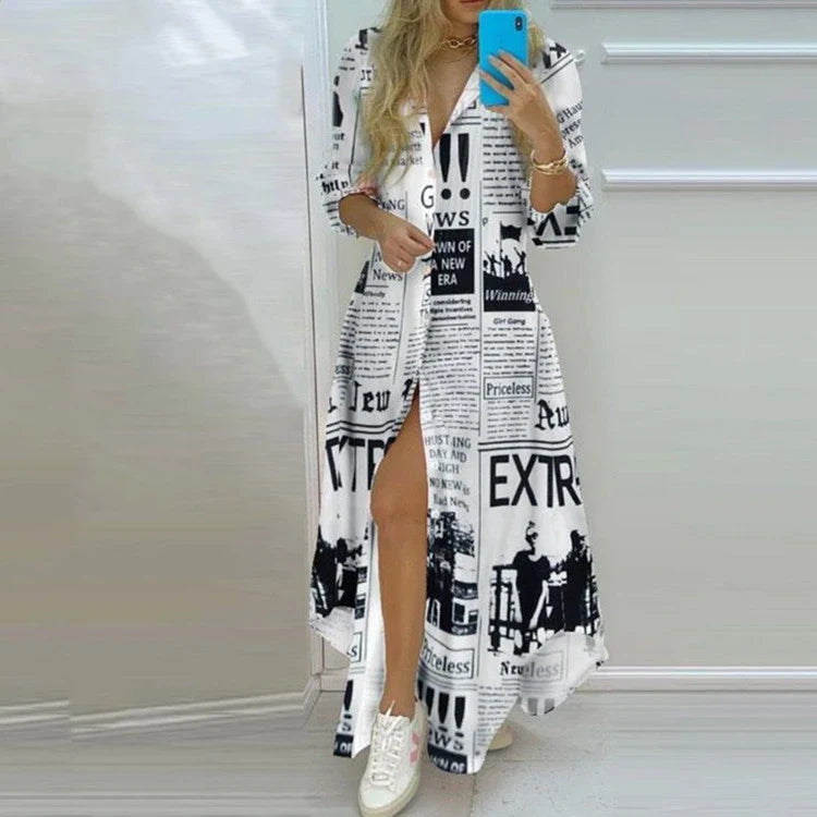 Elegant long sleeve shirt dress in white, navy, and burgundy colours with button-down design and flattering silhouette