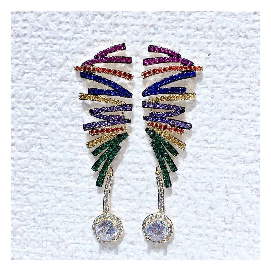 Elegant Three-Dimensional Colour-Block Geometric Earrings in gold, silver, and rose gold finishes