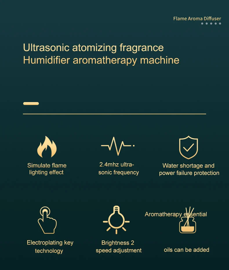 Premium Flame Humidifier with Aromatic Mist and Mesmerising Lighting Effect