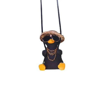 Charming swinging duck car accessory with guitar and coke-themed design, offering a unique and personalized driving experience