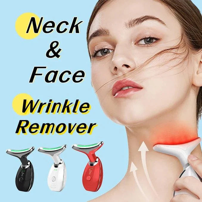 Neck and Face Beauty Device with Colorful LED Photon Therapy for Skin Tightening, Wrinkle Reduction and Double Chin Removal