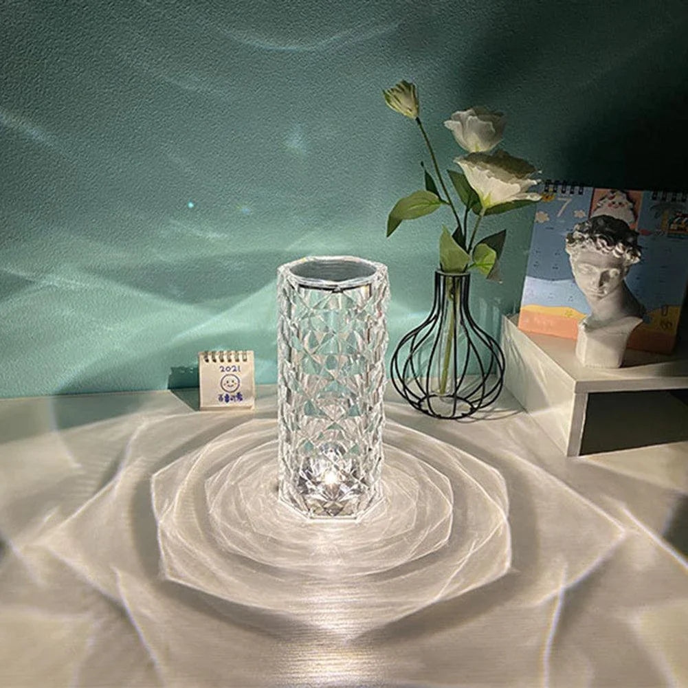 Elegant crystal-inspired table lamp with 16 colour modes, perfect for bedrooms, living rooms, and more