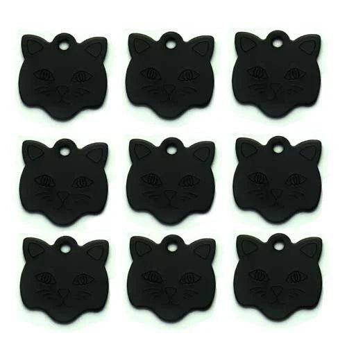 Customisable cat ID tags made from premium aluminium in a variety of vibrant colours