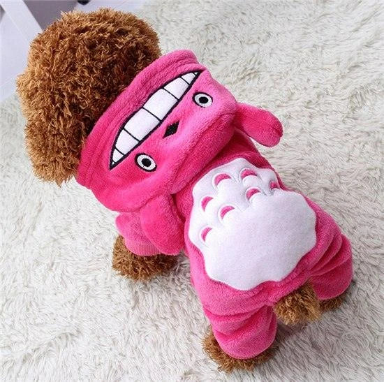 Cosy and comfortable fleece jumpsuit for small dogs in a classic brown colour