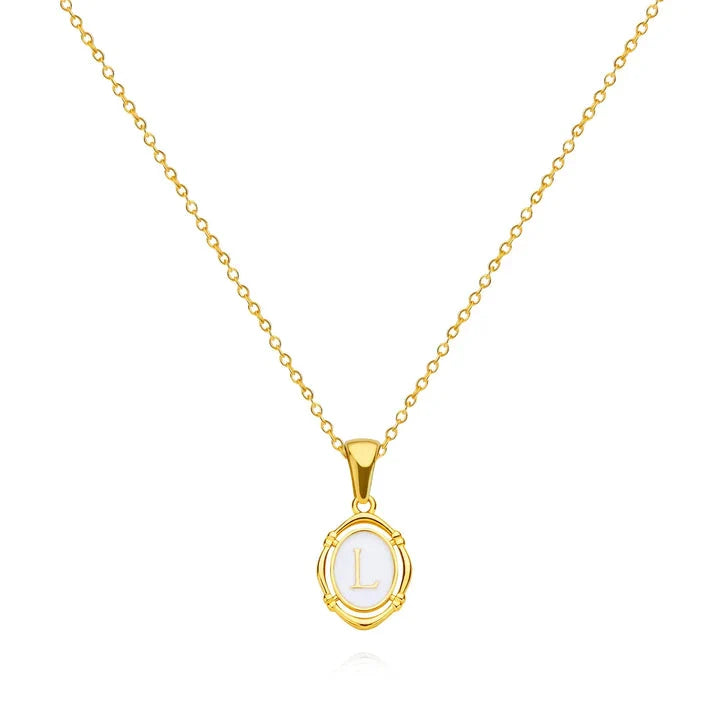 Elegant gold-tone letter pendant necklace with innovative drip oil design and integrated fitness tracker