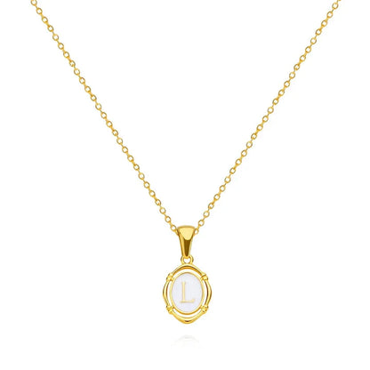 Elegant gold-tone letter pendant necklace with innovative drip oil design and integrated fitness tracker