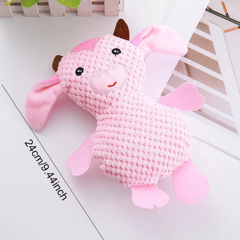 Plush Squeaky Dog Toy in Pink with Adorable Animal Design for Playful Pups