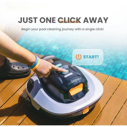 Cordless robotic pool vacuum cleaner with dual-drive motors and independent brushes for effortless debris removal