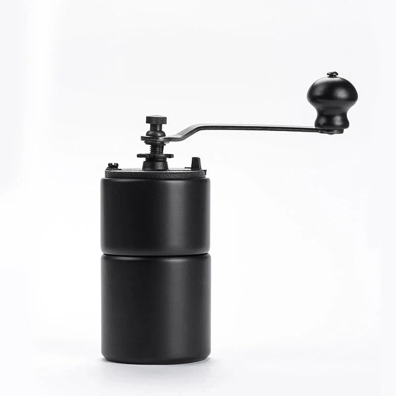 Elegant wooden manual coffee grinder with steel conical burr for consistent, flawless grinding