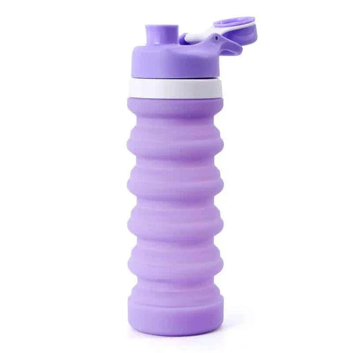 A portable, foldable silicone water bottle in a variety of stylish colours, perfect for eco-conscious Brits on the go.