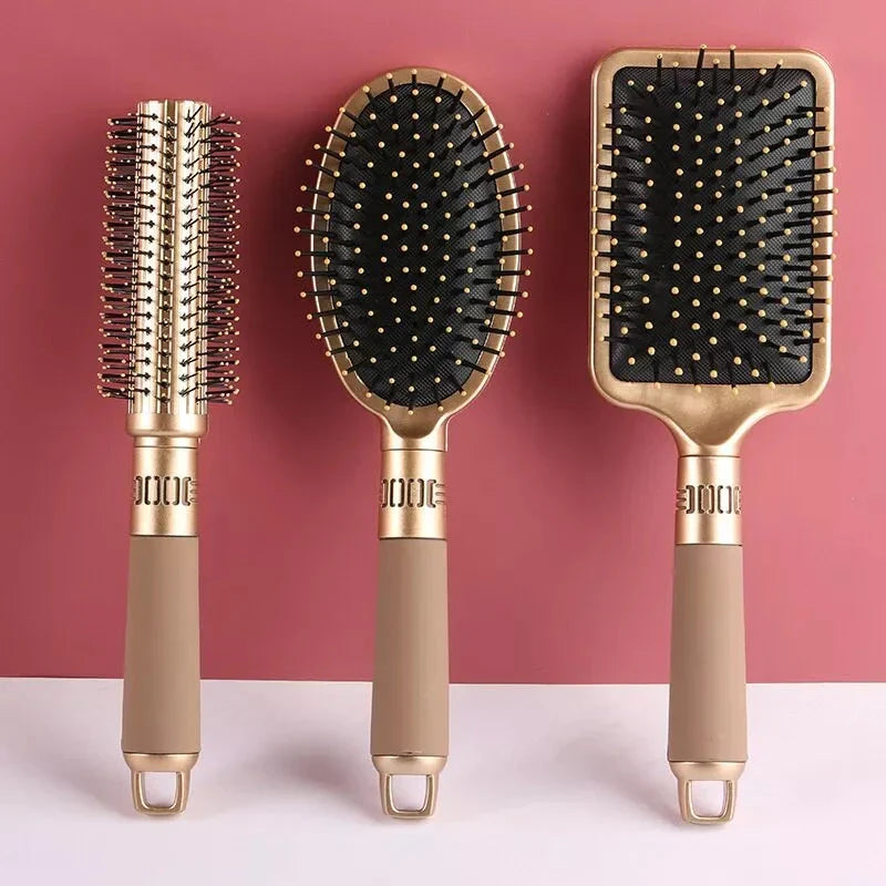 Portable anti-static hair brush with three different shape options for personalised hair styling