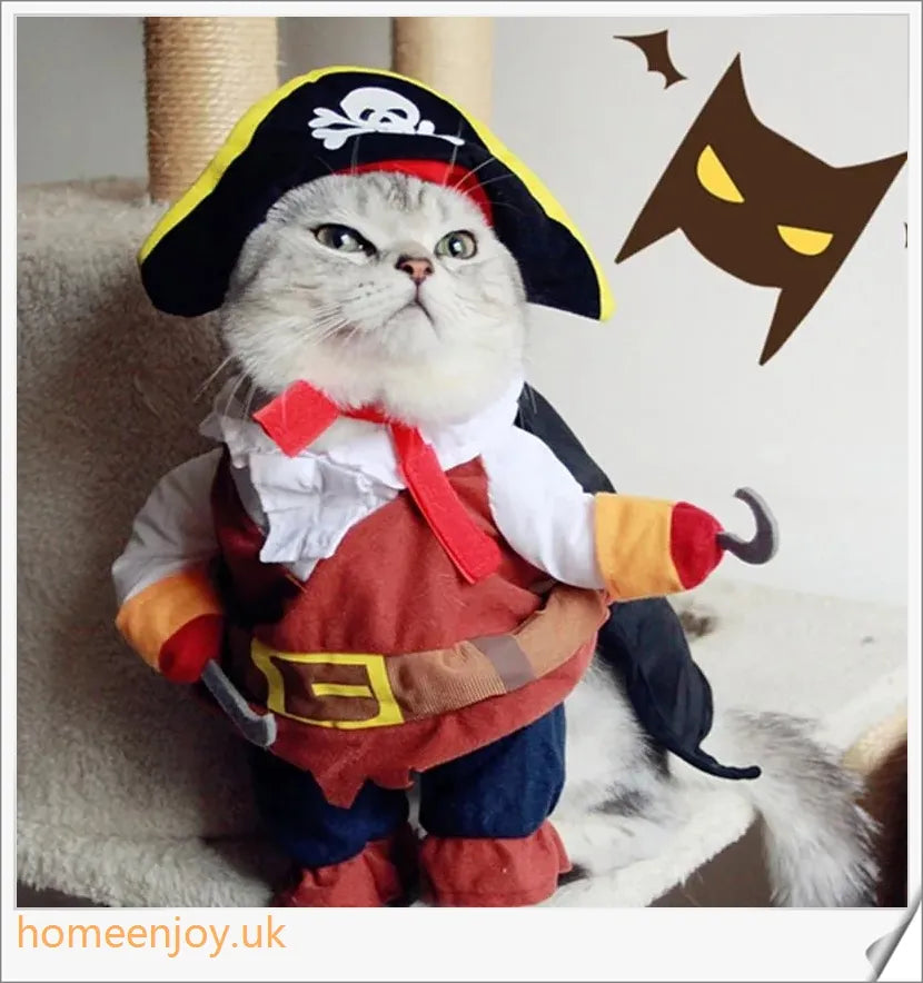 Charming pirate costume for cats and dogs made of soft, breathable polyester and non-woven fabrics