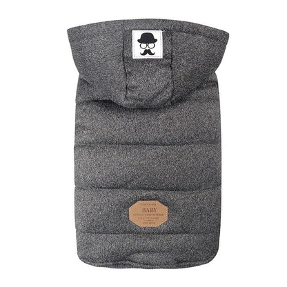 Cozy and stylish hooded winter jacket for dogs, made of soft cotton material to keep your pet warm and comfortable.