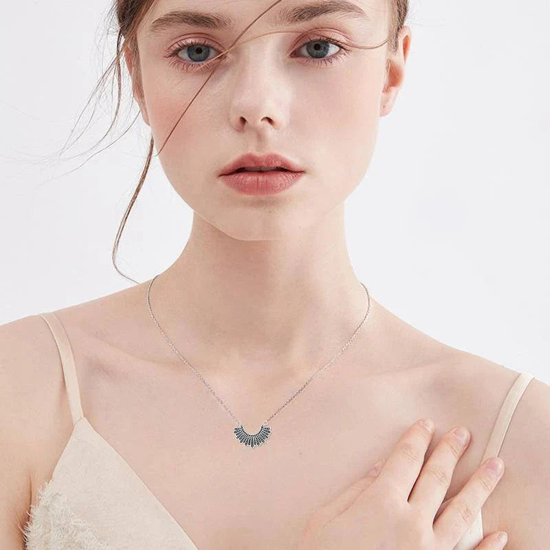 Elegant silver necklace inspired by the iconic 'dissenting' collar worn by Supreme Court Justice Ruth Bader Ginsburg
