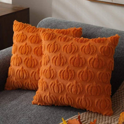 Cosy brown pumpkin-themed cushion cover for autumn home decor