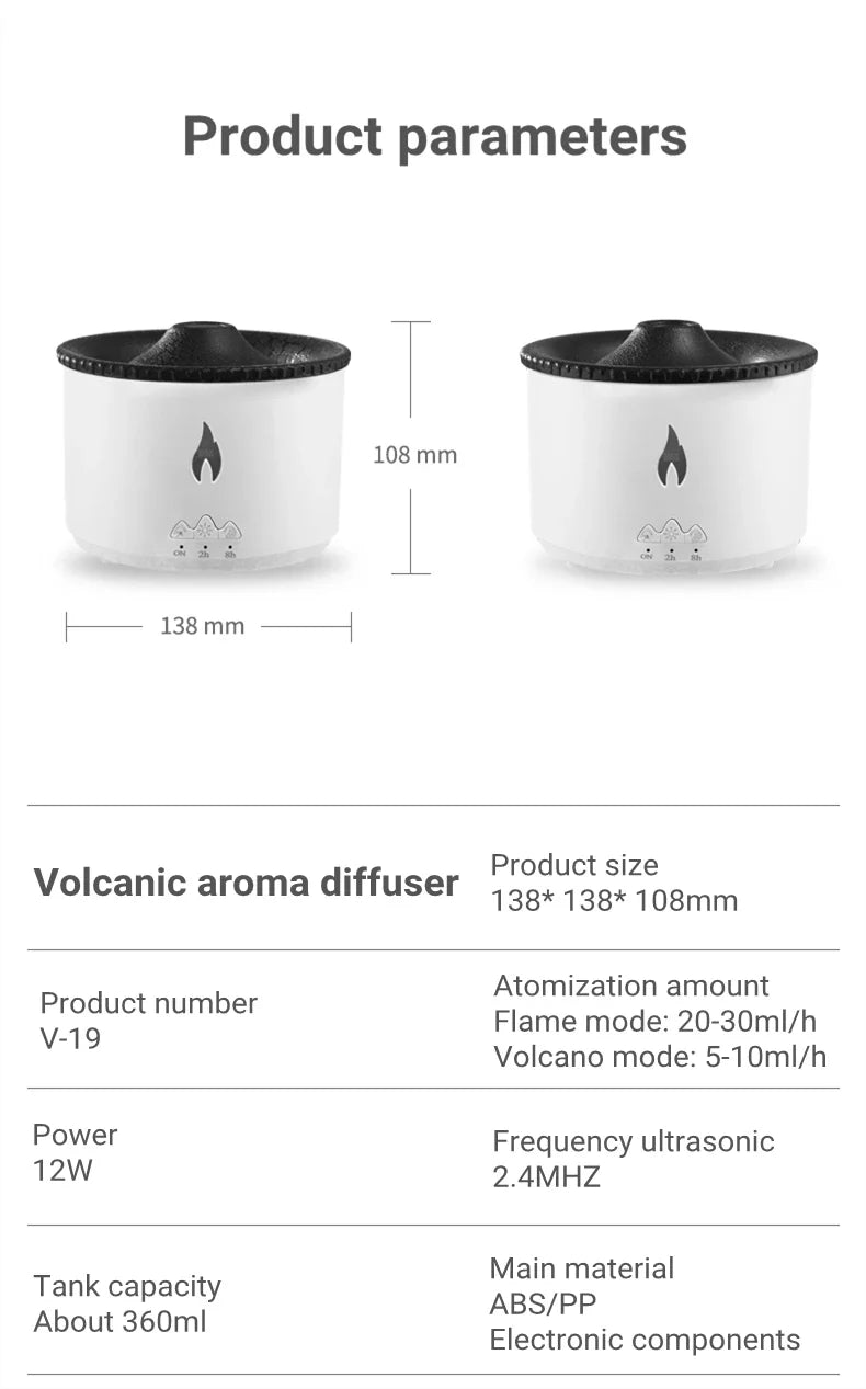 Elegant ultrasonic essential oil humidifier with flame and jellyfish-inspired lighting effects for relaxing ambiance