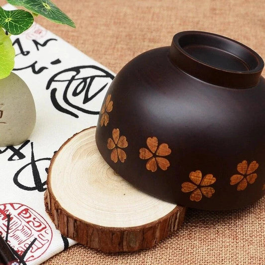 Elegant Mongolian-style wooden serving bowl with a smooth, natural grain and subtly curved silhouette