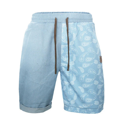 Casual sports shorts for men in a stylish patchwork design, made from soft, breathable cotton for all-day comfort.