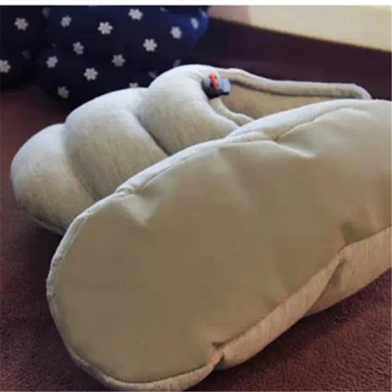 Couples' Soft Warm Half-Heel Bread Shoes in Grey, featuring a unique low-profile design for comfort and style.